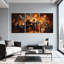 Ensemble de 3 reproductions d'art sur toile abstraites Jazz Band Performance In Warm Lighting-1088136644
