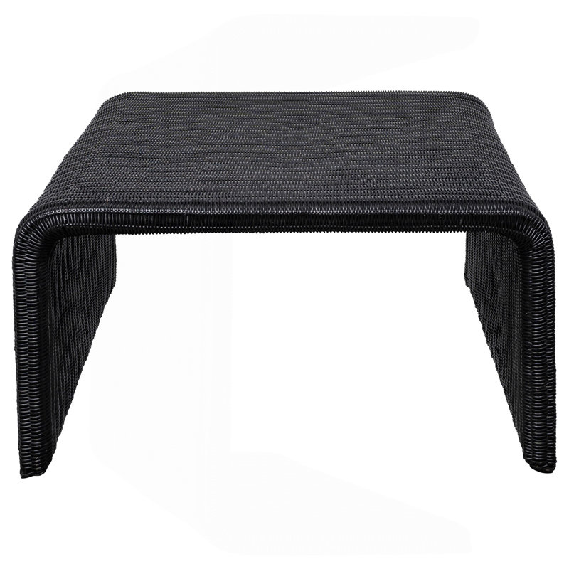 Woods Black Woven Rattan Square Coffee Table, Black