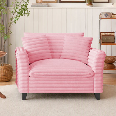 Fauteuil d'appoint surdimensionné en velours côtelé de 118 cm de large, fauteuil d'appoint à assise profonde avec coussins
