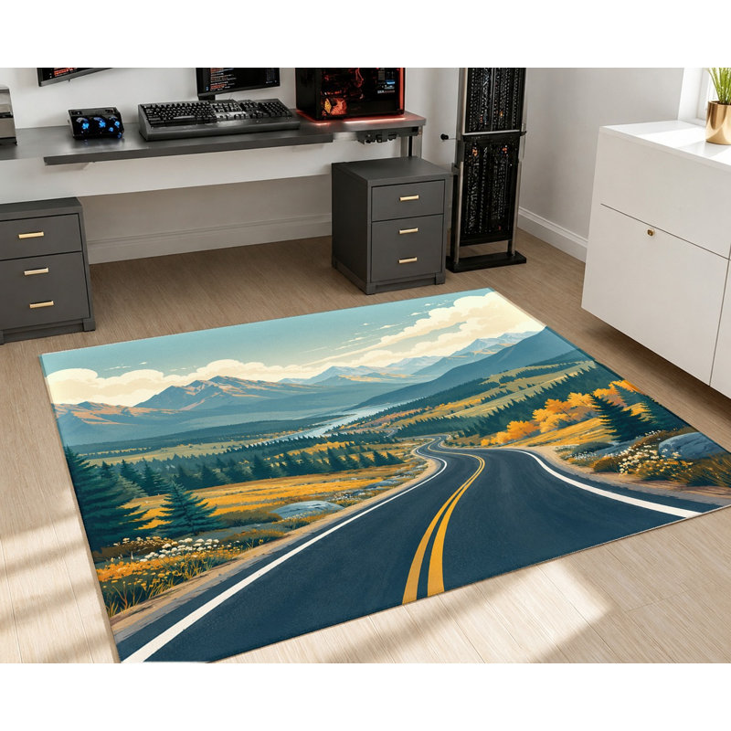 Tapis Mountain Mountain Scenic Road, Rectangle 5 pi 3 po x 3 pi 3 po (160 x 100 cm)
