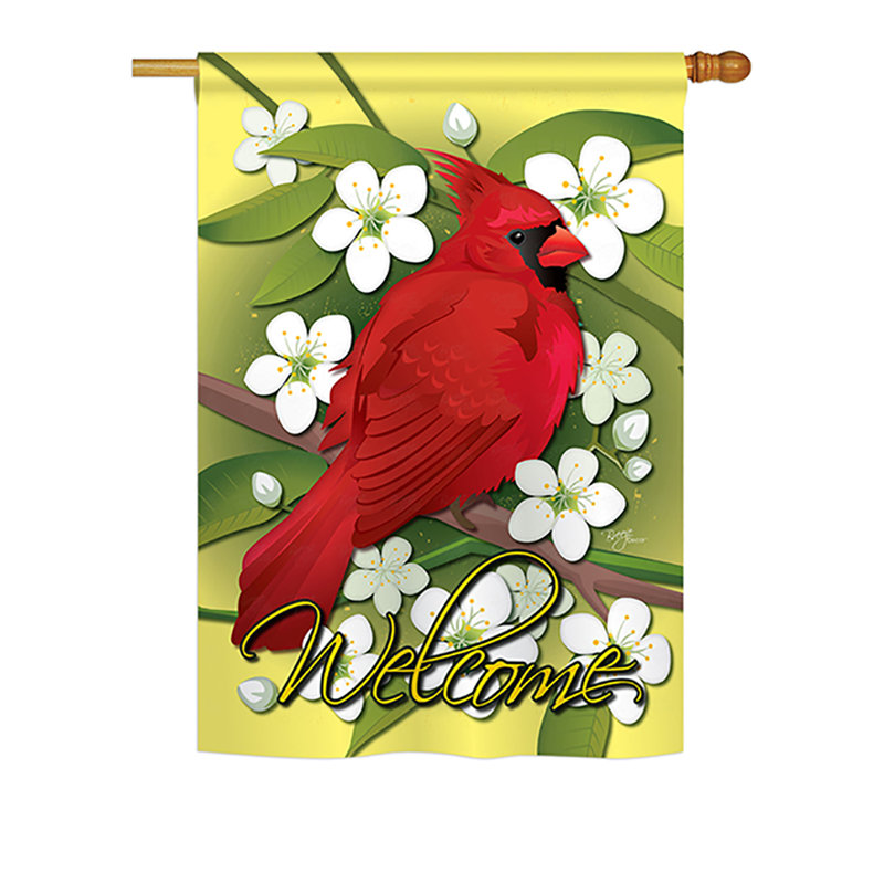 Drapeau de jardin en polyester à 2 côtés cardinal, H 40 po x l 28 po