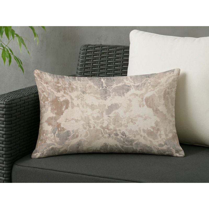 Coussin décoratif intérieur et extérieur Modern, Marbre beige 1, Rectangle H 25 po x l 18 po