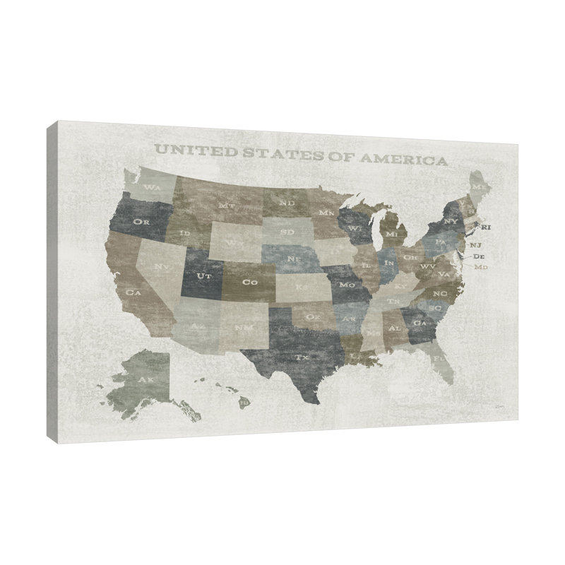 «Slate US Map» par Sue Schlabach, reproduction sur toile tendue, H 40 po x l 60 po x P 1,5 po