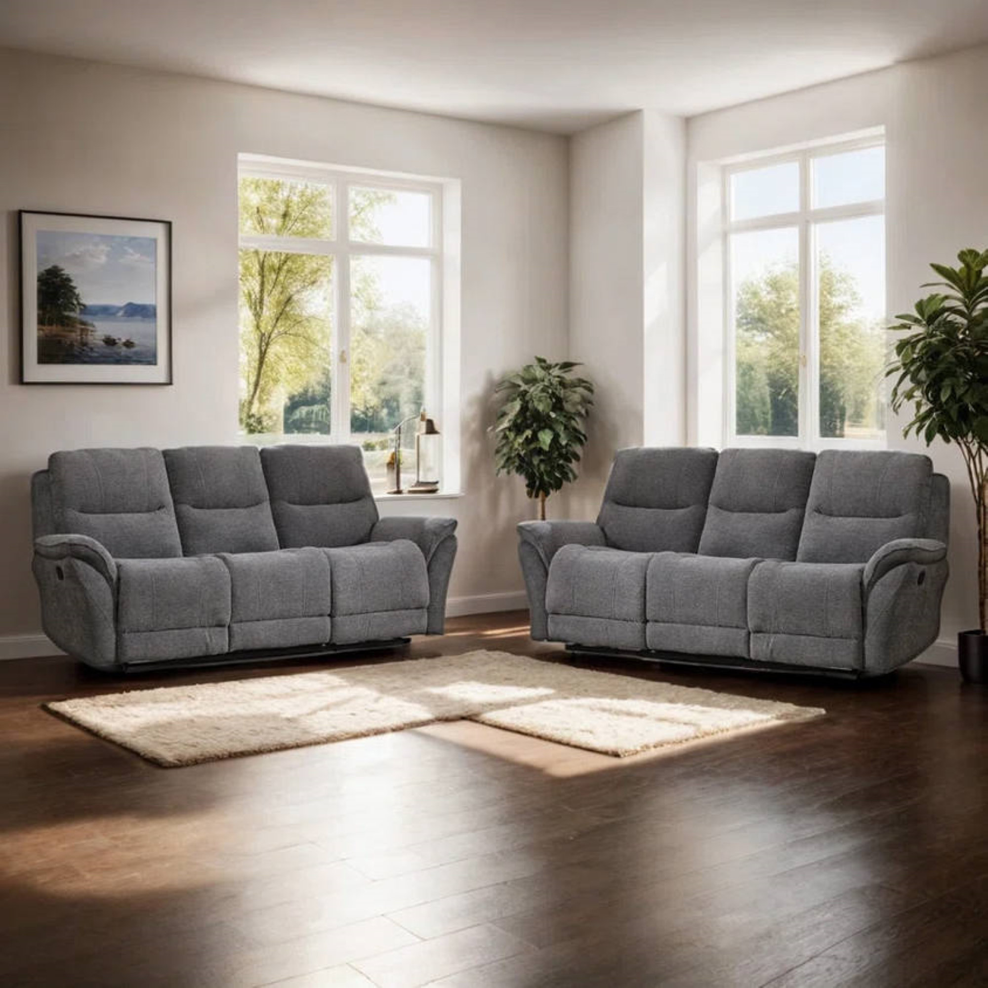 Bonzy Home 2-Piece Chenille Manual Reclining Living Room Set, 3-Seater ...