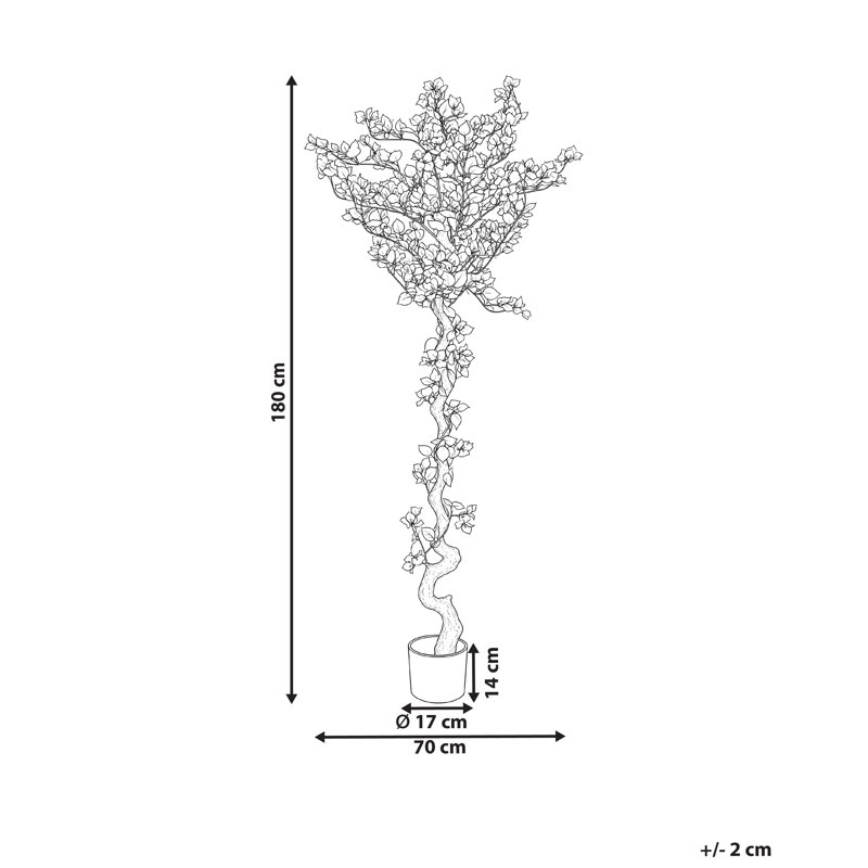 BOUGAINILLEA TREE 180 cm H Faux Foliage and Bougainvillaea Tree Plant in Plastic Pot
