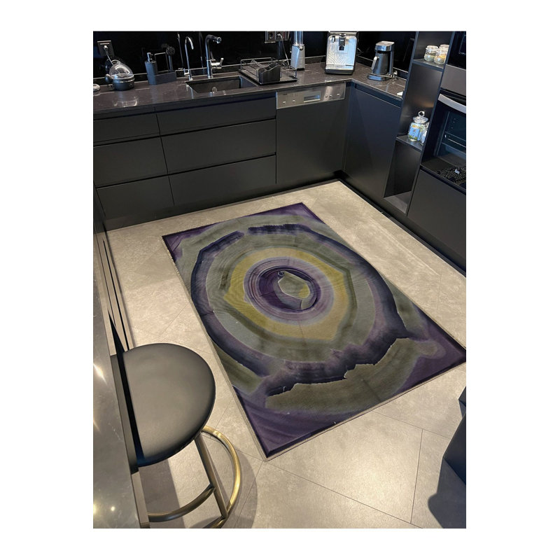 Tapis décoratif moderne à motif mauve à motif abstrait, Sous-tapis rectangulaire 5 pi 1 po x 7 pi 7 po inc