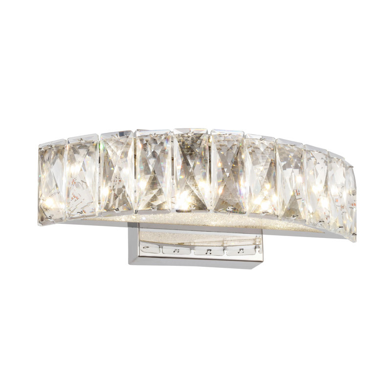 1-Light Chrome LED Wall Sconce With Clear Crystal Accents