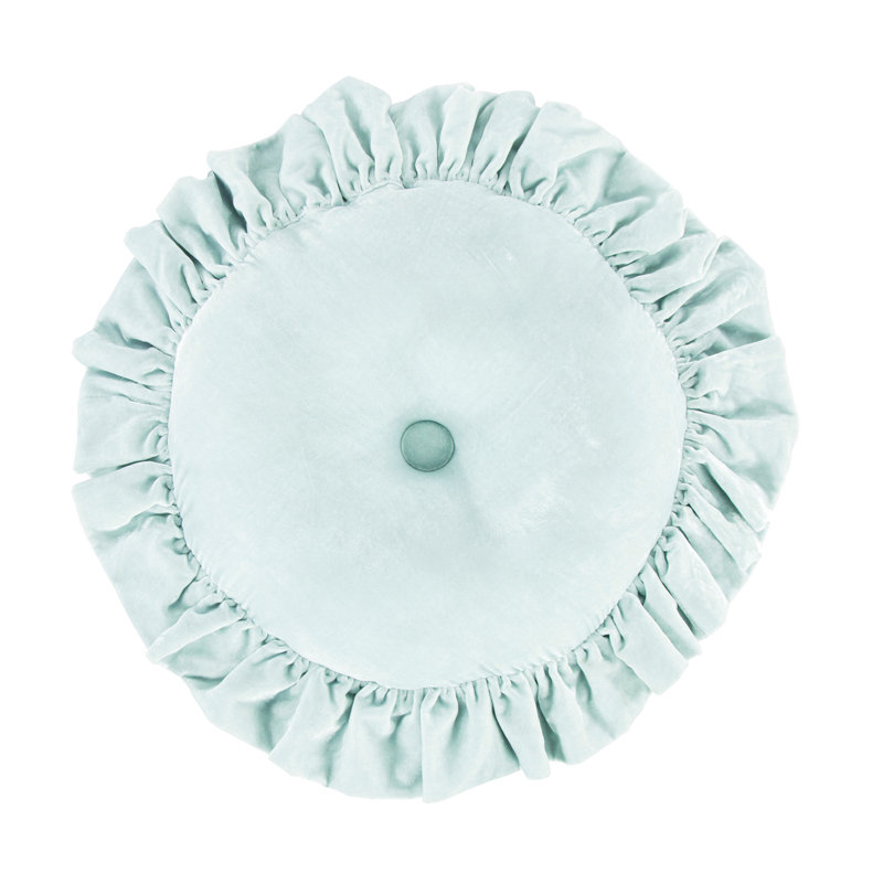 Coussin décoratif rond en velours de soie Stella, Bleu glacial