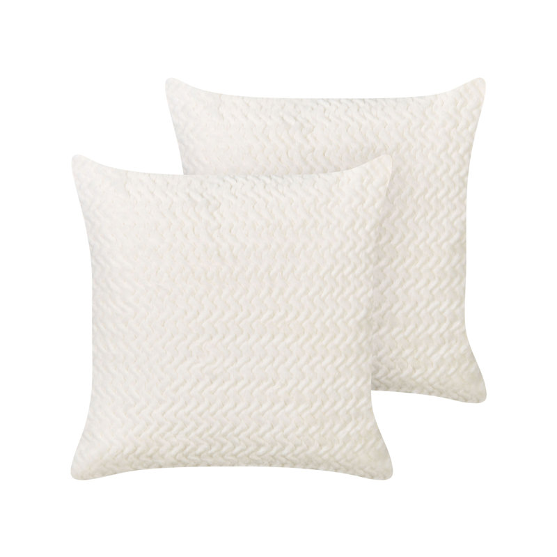 SURMI Chevron Square Cushion, White