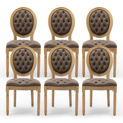 French Style Vintage Solid Wood Upholstered Dining Chair Set