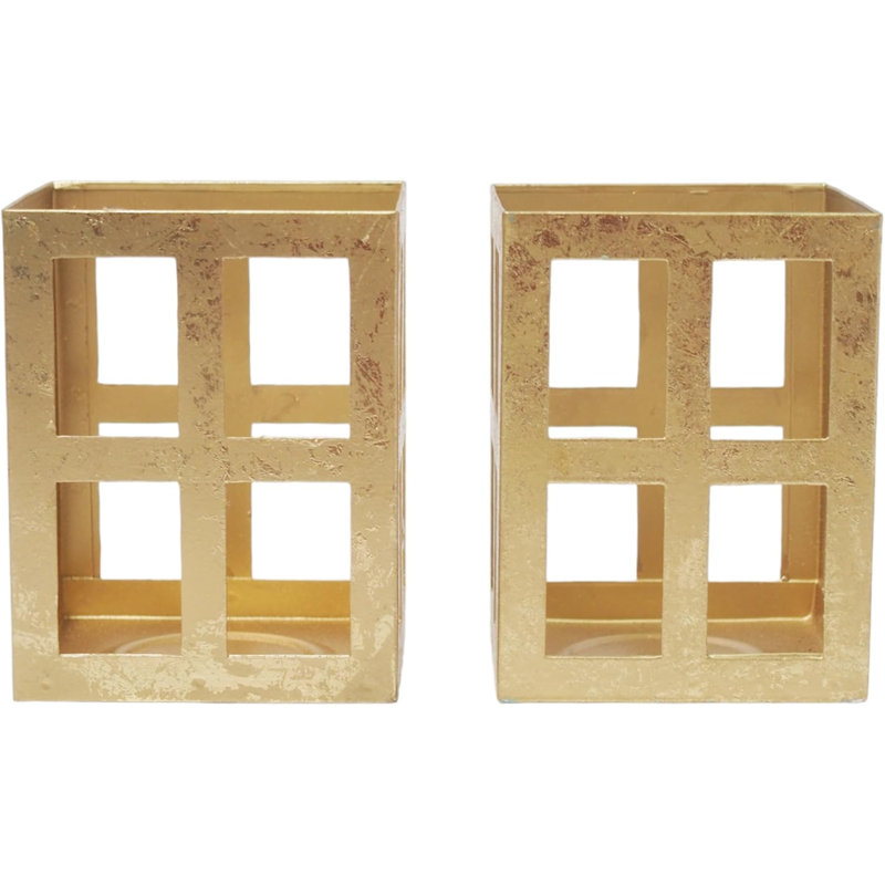 HOSLEY Set of 2 Iron Lanterns – Elegant Tea Light Candle Holders with Free Tealights – Ideal for Home Décor, Weddings & Special Events