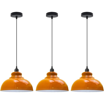 3 Pack Modern Pendant Light Fixtures, Metal Hanging Ceiling Lights with Adjustable Cord, E26 Base Lighting for Kitchen Island, Dining Room, Bedroom, Hallway, Contemporary Style