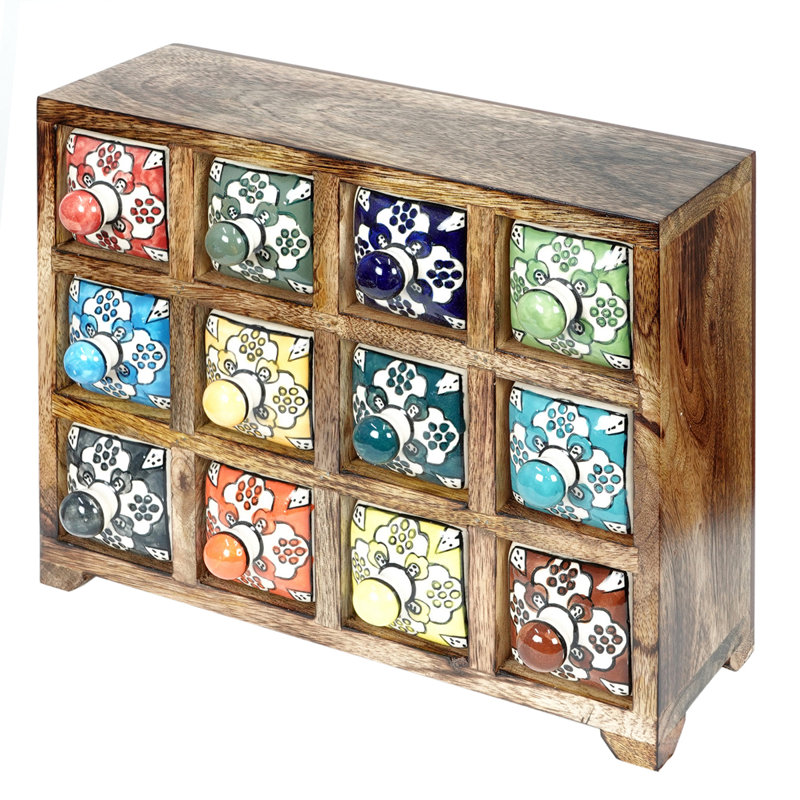 Caydren Countertop Wood Spice Jar & Rack Set