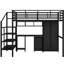 Lit mezzanine en métal avec table et garde-robe, double, style contemporain chic et noir, construction, rangement généreux, assemblage sans tracas et construction complète, espaces de rangement abondants, techniques simples