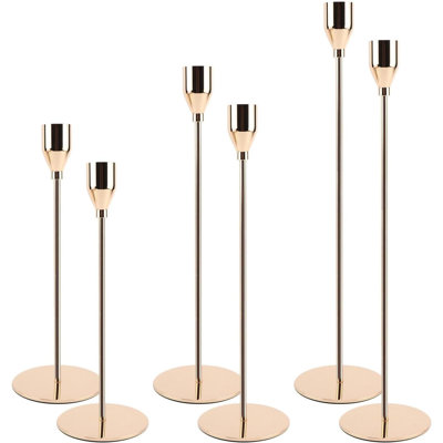 6PCS Candlestick Holders Metal Taper Candle Holder Elegant Vintage Taper Candle Sticks Stand For Table Centerpiece Mantel Party Wedding Christmas Home Decor