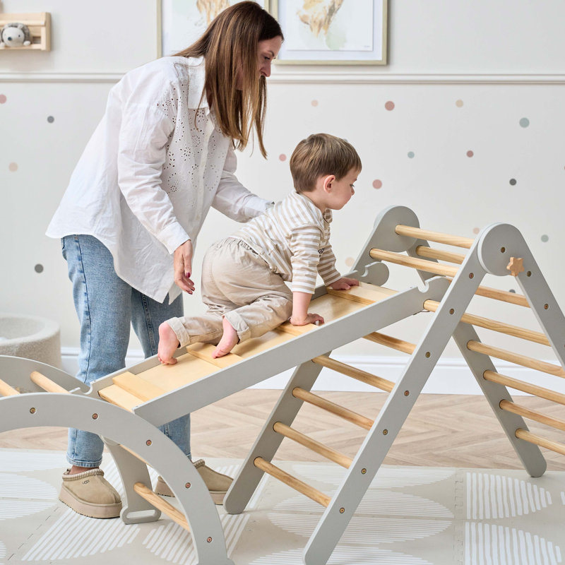 Scala Montessori 3 in 1 Pikler Climbing Frame with Climbing Wall, Mushroom