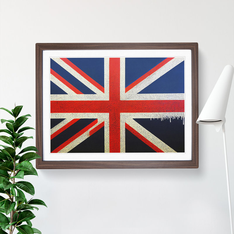 XH1022-6700X Painted Union Jack Flag Vol.3 Abstract - Single Picture Frame Print, 46cm H x 64cm W x 2cm D, Walnut