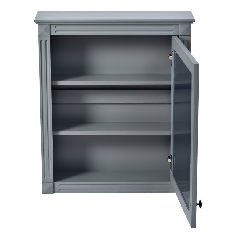 24" x 27" Wall-Mounted Bathroom Cabinet w/ Mirror & Adjustable Shelf, Space Saver Over Toilet,, Gray