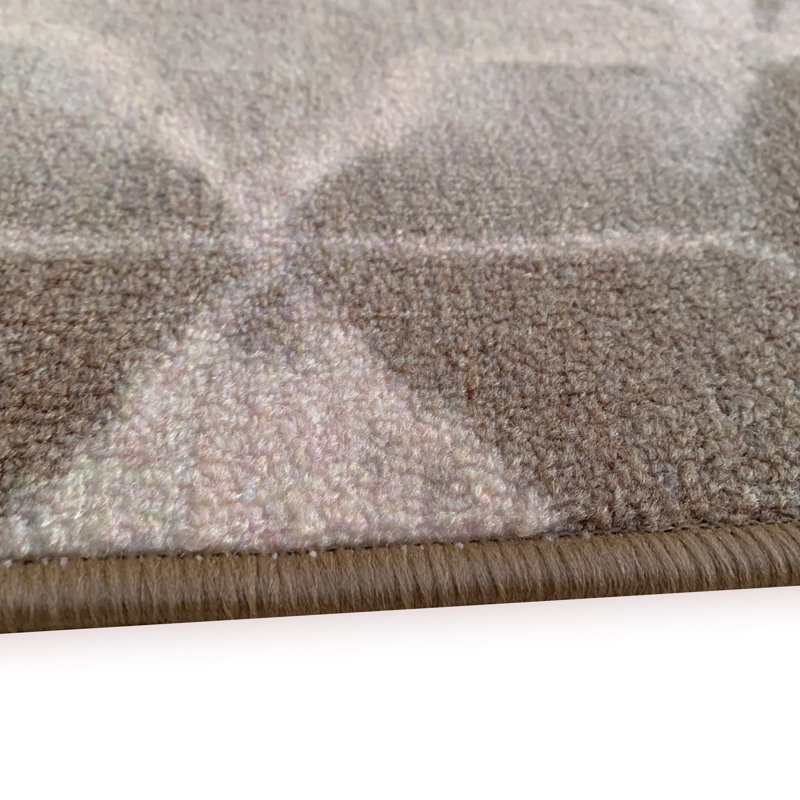 Tapis géométrique touffeté brun, Tapis 2 pi 2 po x 38 pi
