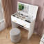 Bureau de coiffeuse rabattable avec miroir à DEL et prise de courant intégrée et crochets