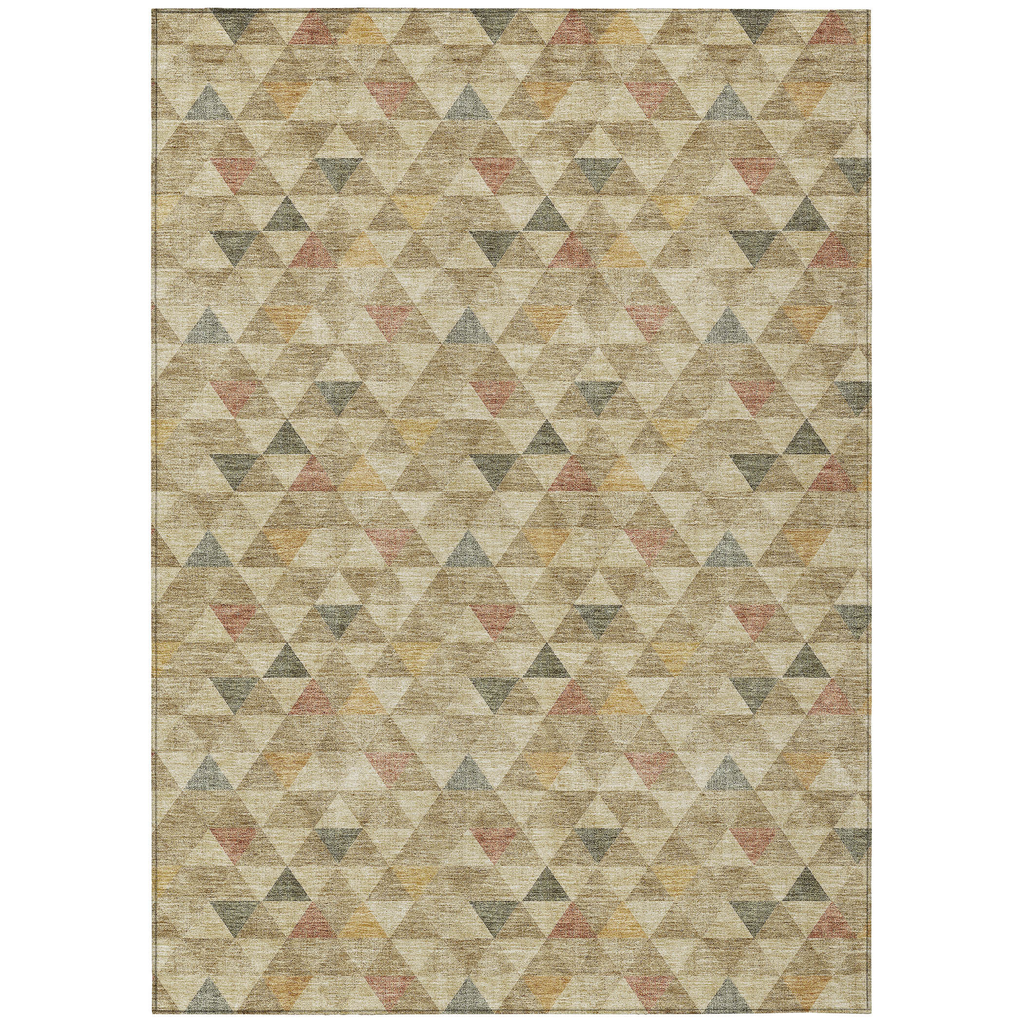 HomeRoots 10' X 14' Beige Tan Geometric Washable Indoor Outdoor Area ...