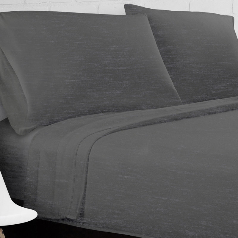 Ella Jayne Soft Heather Jersey Knit 4-Piece Sheet Set, King, Gray