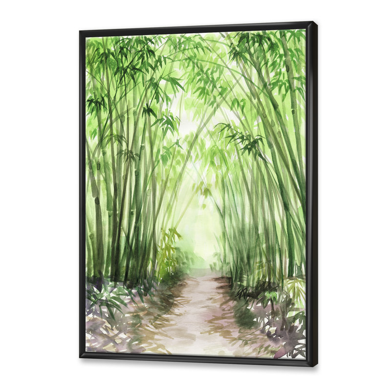 «Little Road Bamboo Forest», reproduction sur toile, Toile avec cadre noir, H 40 po x l 30 po x P 1 po