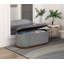Sio Storage Bench, Ribbed Grey Corduroy, 43 Inch Walnut Brown Wood