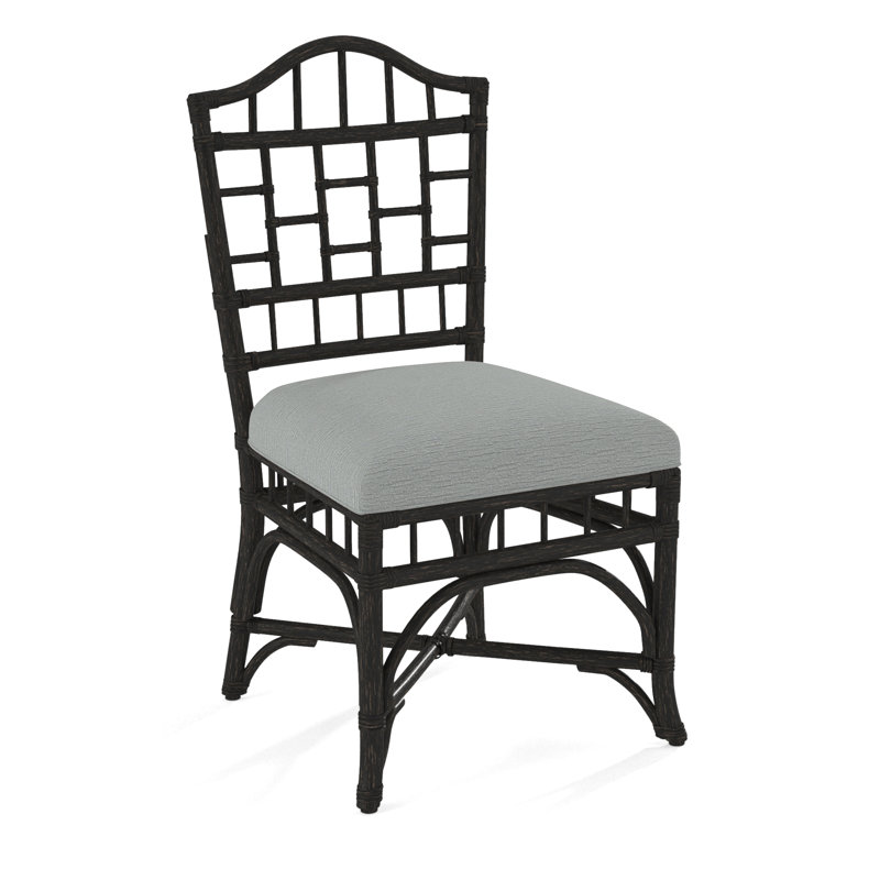 Chaise d'appoint Chippendale, Tissu performance bleu clair 0851-55, Noir antique