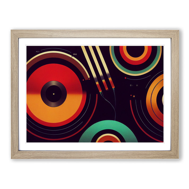 Interesting Vinyl Record - Framed Print, 25cm H x 34cm W x 2cm D, Oak