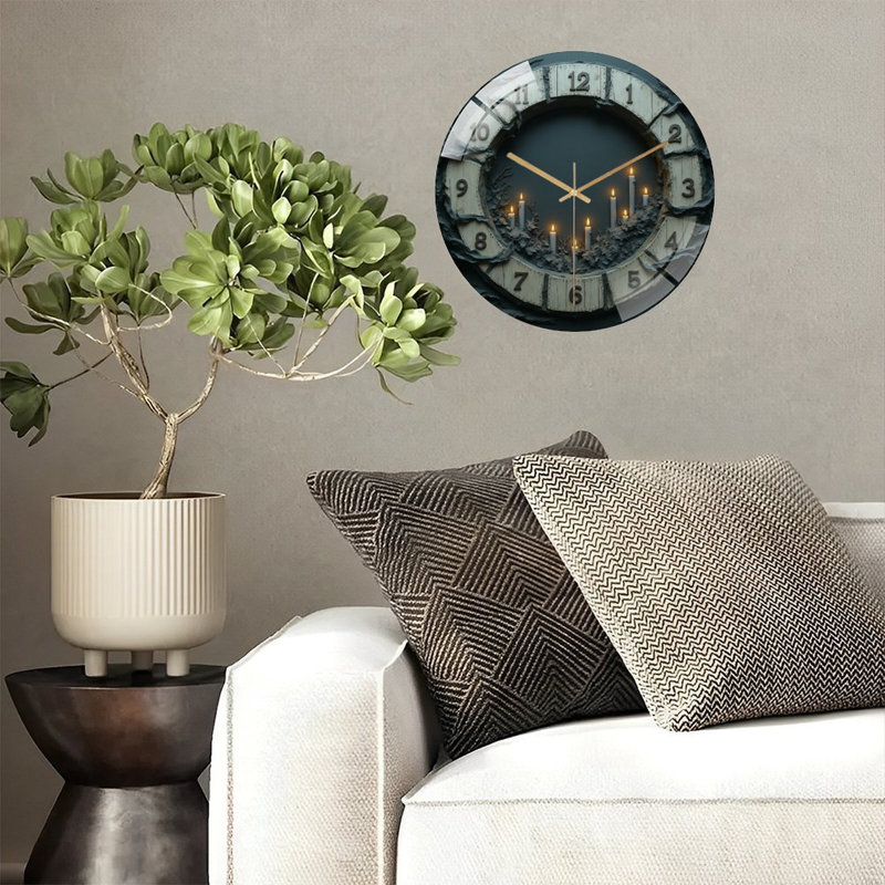 Horloge murale circulaire en verre 12 po