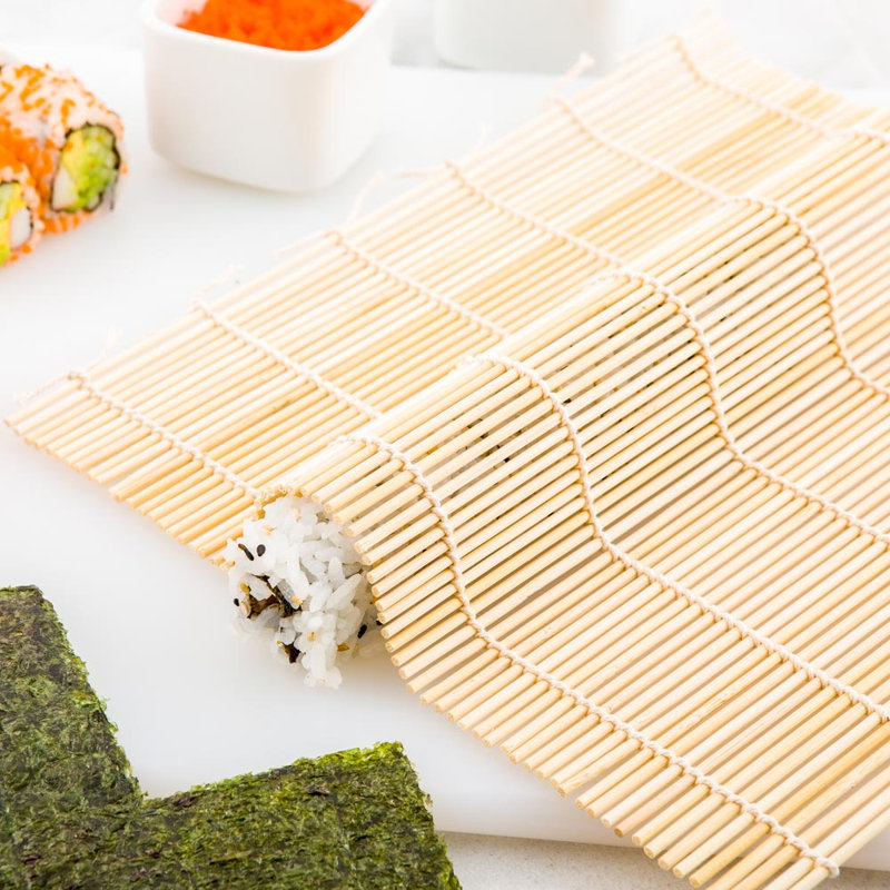 Ustensiles de restaurant - 10,5 po x 10,5 po, 1 rouleau à sushi de qualité Chef - Durable, durable, rouleau en bambou, pour les restaurants de sushi et les événements traiteur
