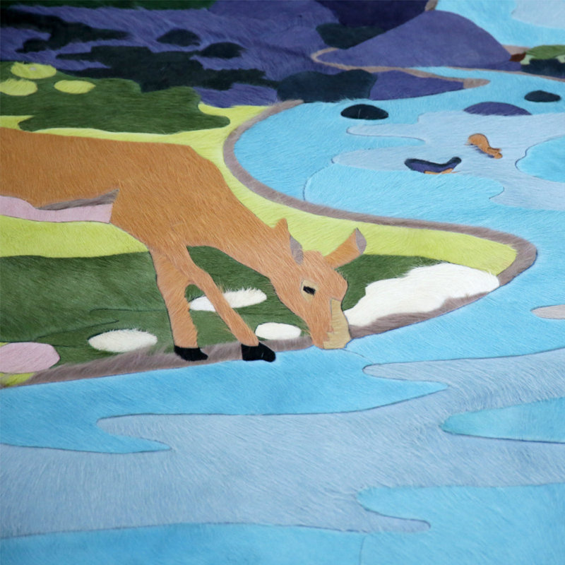 ART HIDE X SASHA BIKOFF SKUS Cowhide Area Rug in Blue/Green/Yellow