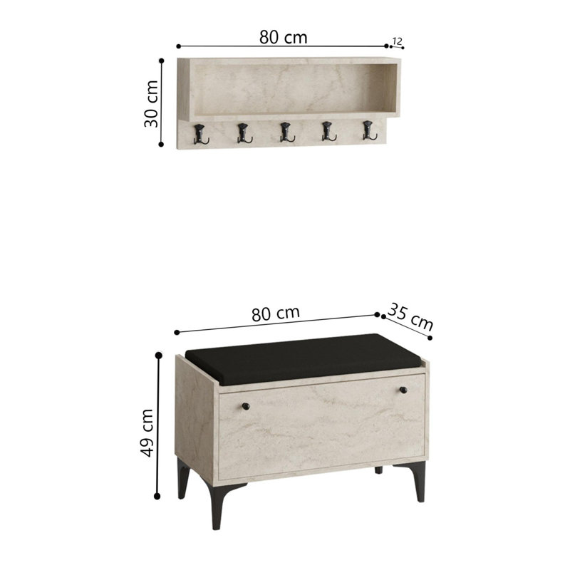 Baneen 8 Pair Shoe Storage Cabinet, Travertine