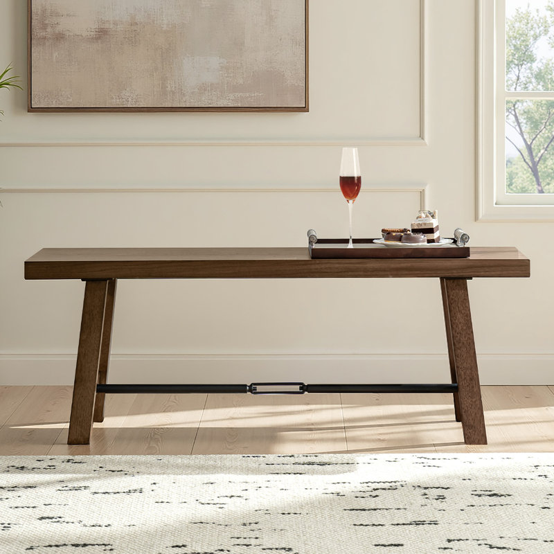 Amparo Farmhouse Dining Bench with Solid Wood Frame
