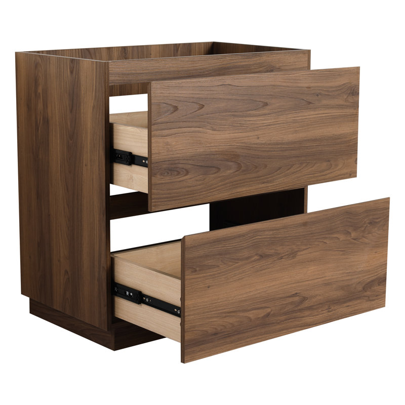 30" Bathroom Vanity Cabinet Without Sink, Modern Engineering Wood Sink With 2 Drawers, Brown, Versatile Option Basin, Undermount Double Wood, Functional And Stylish Design
