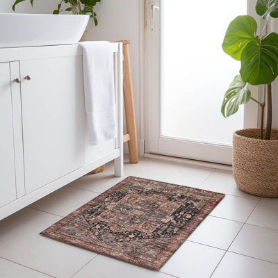 Machine Washable Indoor/Outdoor Claudian ACN1240 Charcoal Rug