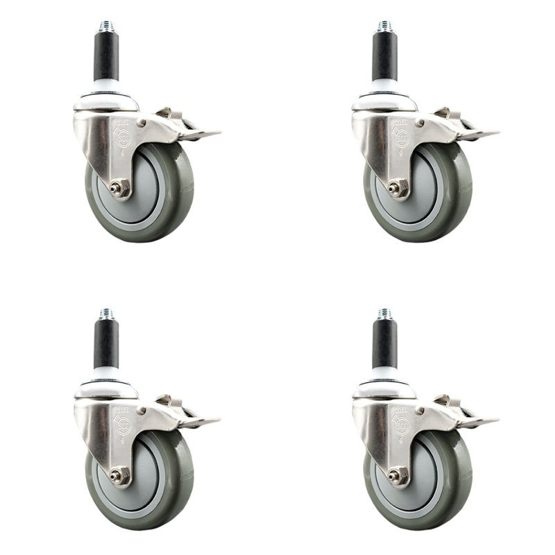Jeu de roulettes extensibles en poly, gris, H 4 po x l 4 po