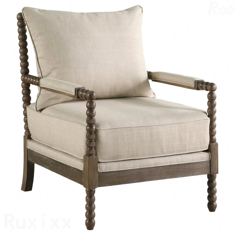 Fauteuil d'appoint à dossier amovible beige et naturel