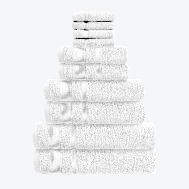 Baljiwan 10 Piece Egyptian-Quality Cotton Bath Towel Bale - Luxury Zero Twist Cotton, Multi-Size, White