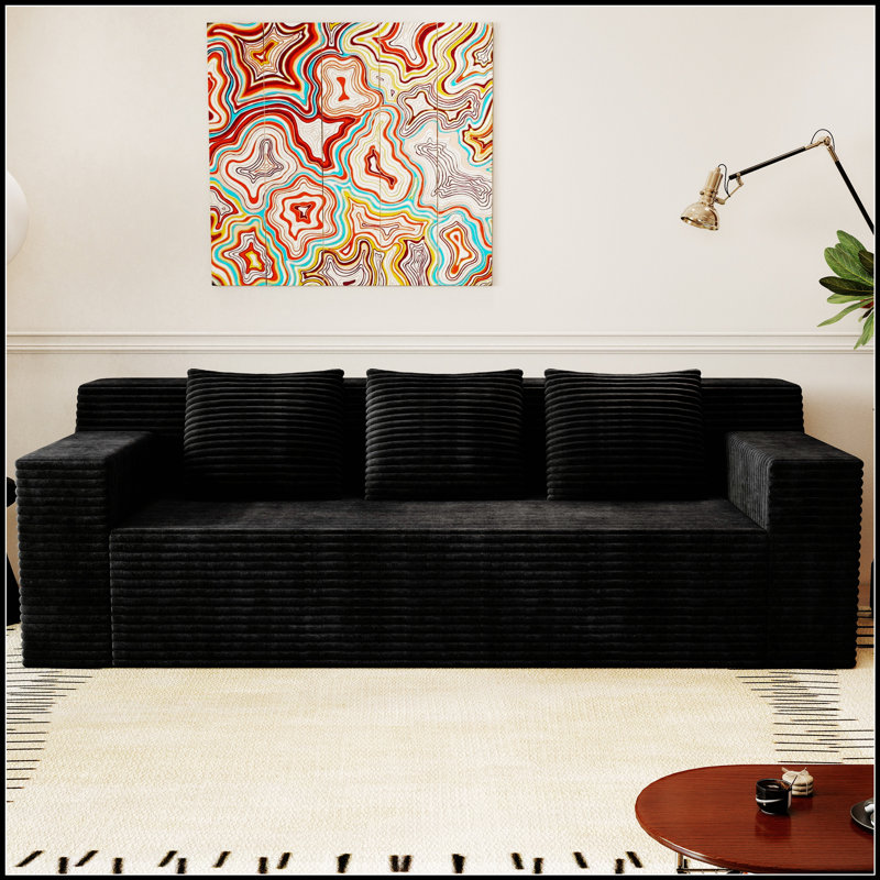 Ensemble canapé 3 places en velours côtelé de 180 cm, canapés profonds, causeuse confortable, aucun assemblage requis, idéal pour le salon et les petits espaces