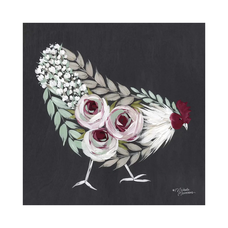 Floral Hen Mint And Pink by Michele Norman - Wrapped Canvas Gallery-Wrapped Canvas Giclée, 30.48 cm H x 30.48 cm W