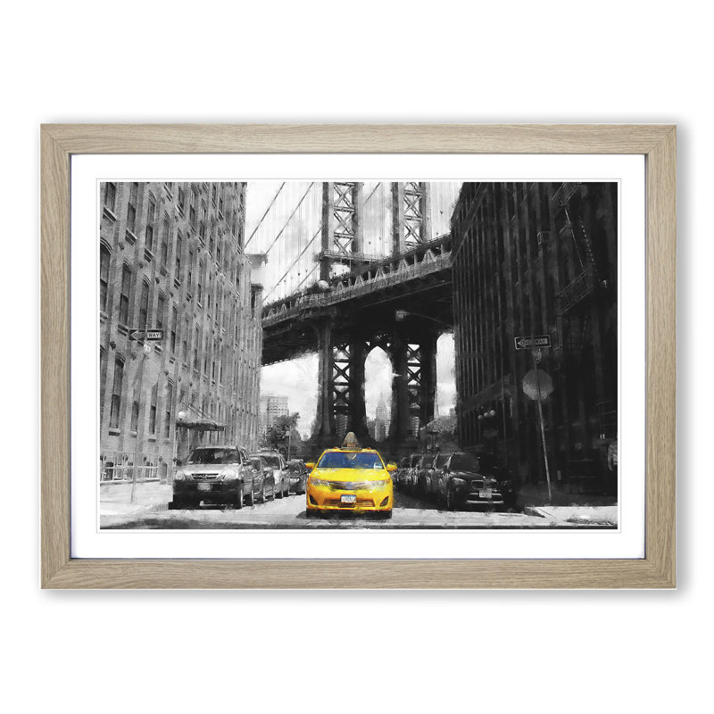 Yellow Taxi Cab Vol.1 - Framed Print, Oak Framed, 36cm H x 48cm W x 2cm D