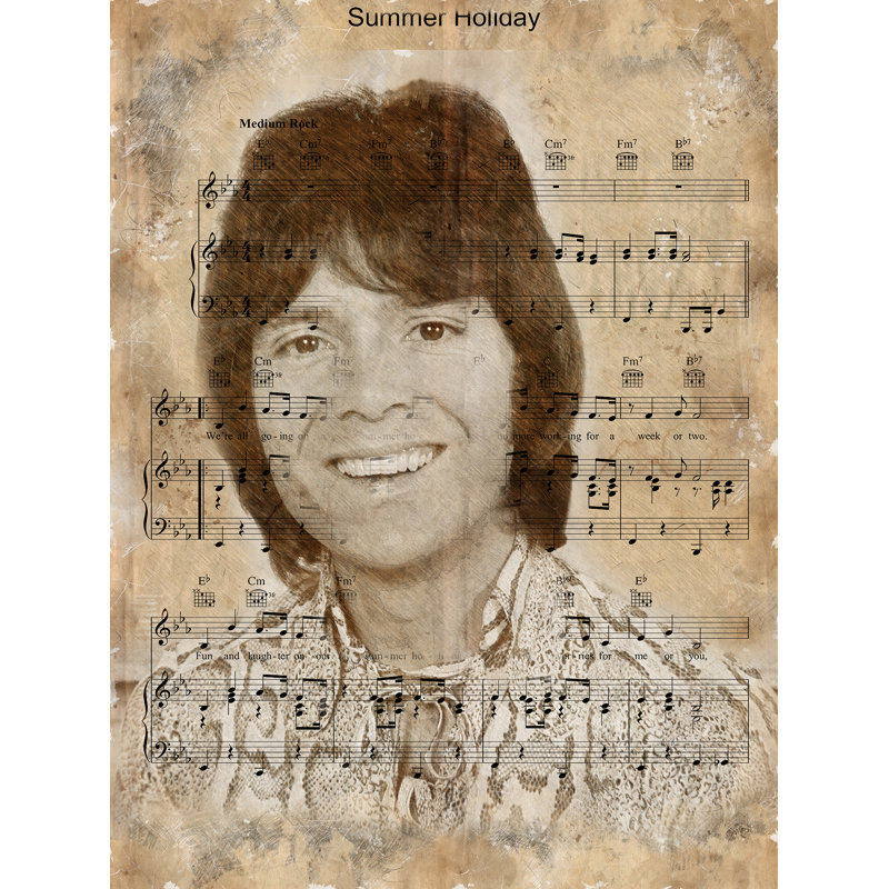 Summer Holiday Cliff Richards No.2 Music Artists & Lyrics Collection - Art Prints, 25.3cm H x 20.2cm W x 0.07cm D, Metal
