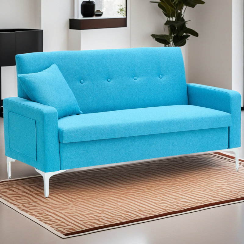 Canapé double à rangement multifonctionnel et confortable, convenant au salon, à l’appartement et au bureau à domicile, Bleu