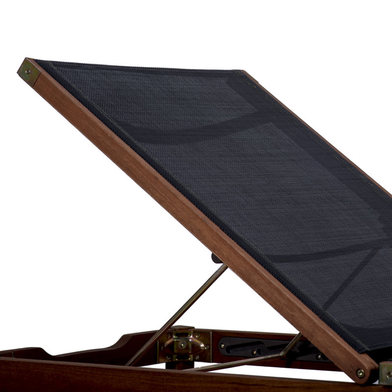 Rafael Outdoor Eucalyptus Wood Chaise Lounge, Black