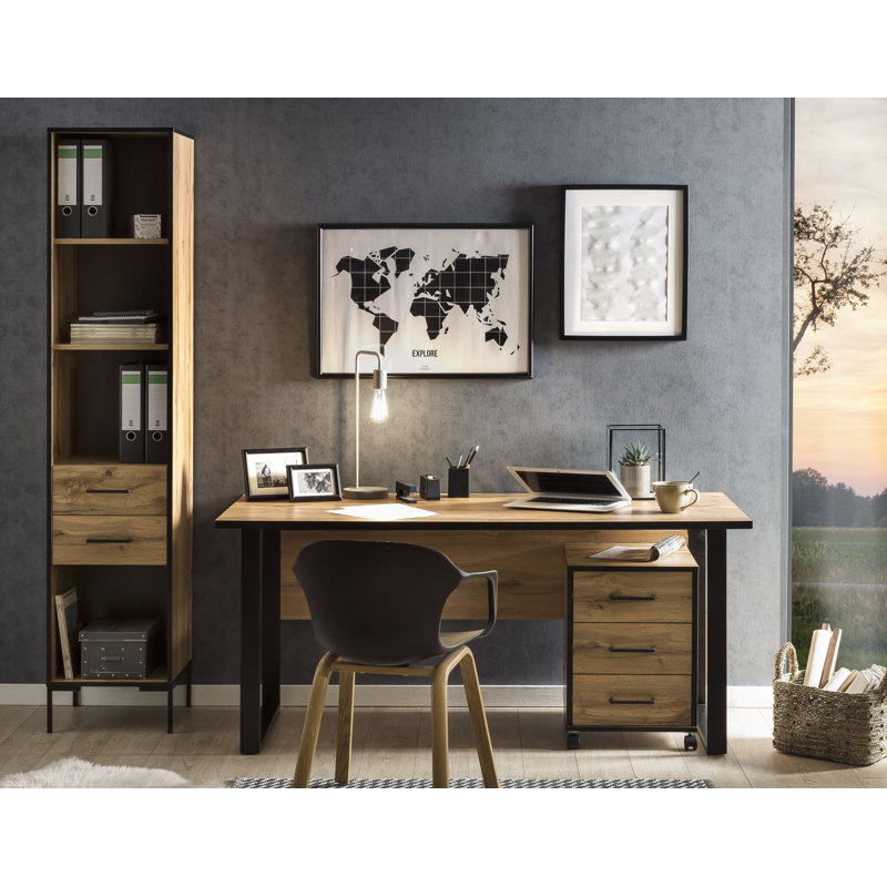 Gregson Metal Base Writing Desk, Brown
