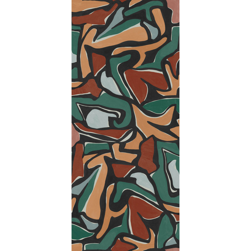 10m x 60cm Puzzle Wallpaper Roll, Black/Green/Red/Orange