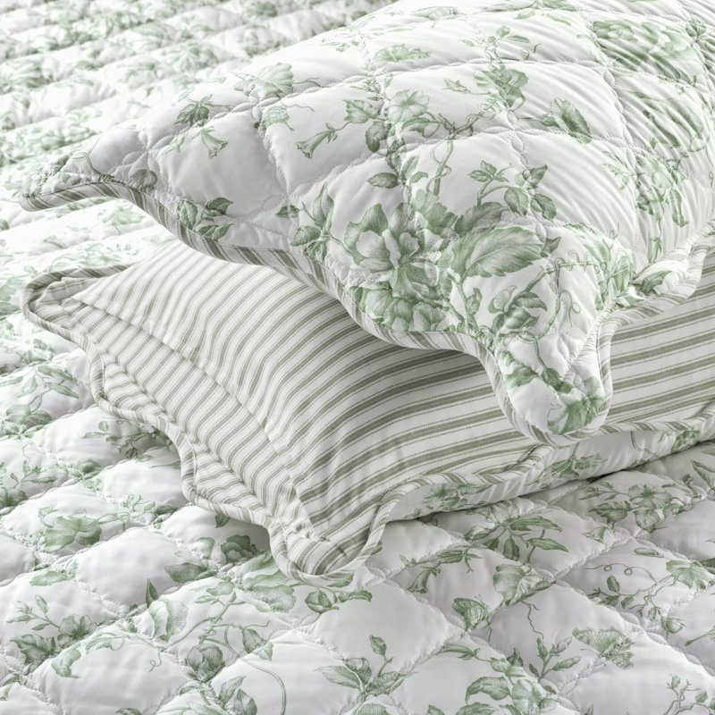 Ensemble de literie très grand vert, courtepointe florale réversible en polyester doux pour la maison