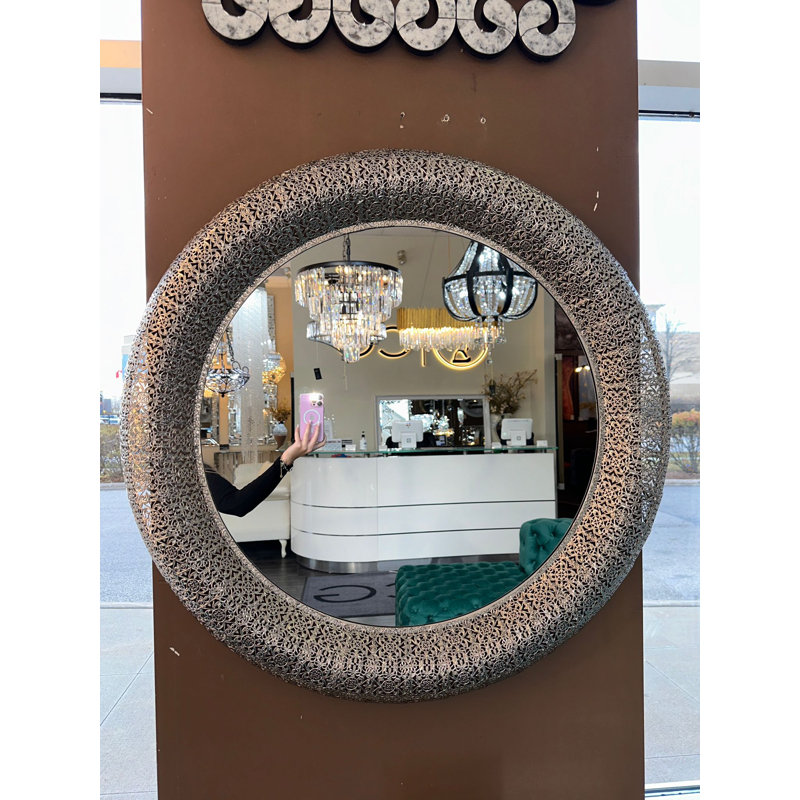 Miroir d'appoint Jamaur, 35,43 po x 35,43 po, Or